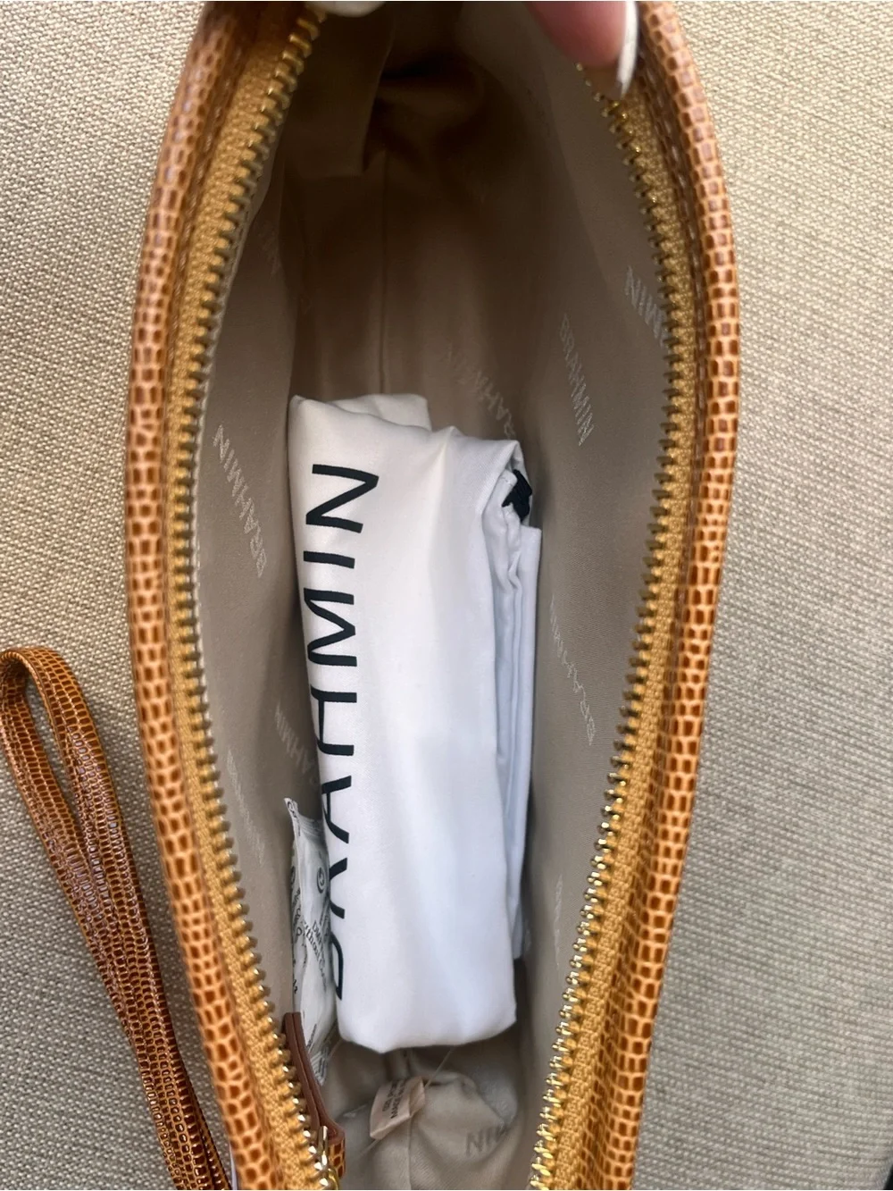 NWT Brahmin Kayla in TOBACCO ALL OVER LIZARD Clutch